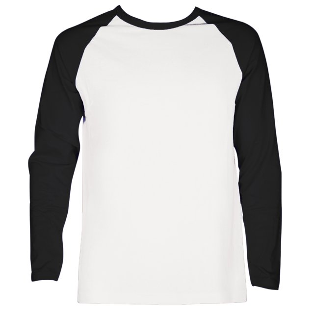 SLM Men's Long Sleeve Cotton Baseball Raglan Tee Shirt Jersey -White/Black-Large