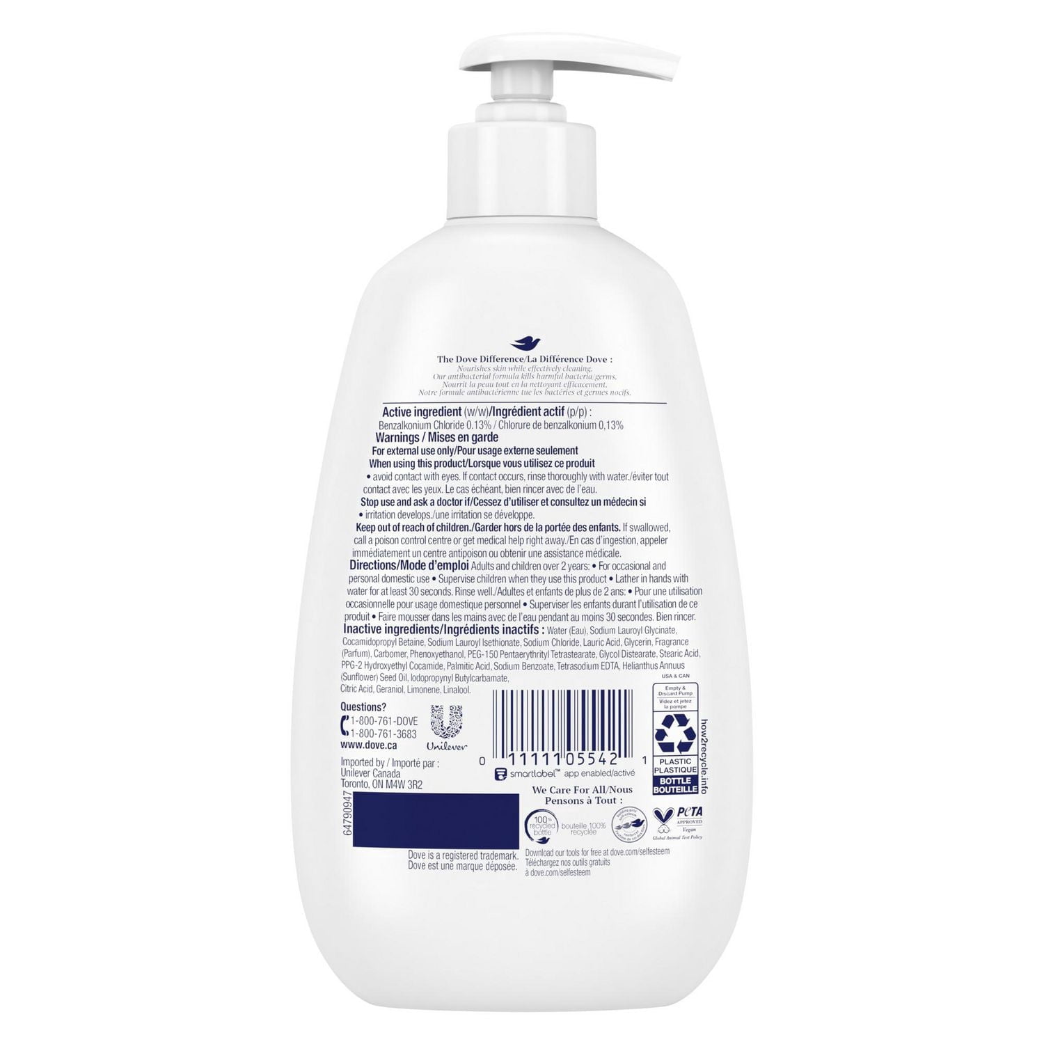 Dove Nettoyant pour les Mains Protège la Peau de la Sécheresse Antibactérien, 355 ml