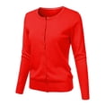 thumbnail image 2 of Cardigan à Col Rond pour Femmes, Mode Durable, Tricoté, Manches Longues, Grandes Tailles, Coupe Ample, Couleur Unie, Veste Chandail Courte, Cardigan - Hontri, 2 of 4