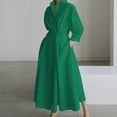 thumbnail image 2 of cfhntfmh Robes Décontractées pour Femmes à Manches Longues, Col à Revers, Col en V, Longue Robe Maxi avec Poches, Détente, Robe Formelle Évasée, 2 of 6