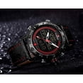 thumbnail image 3 of Men's Dual Time Watches Analog Digital Backlight Sport Casual Waterproof Wrist Watch Blue Leather Band, 3 of 5