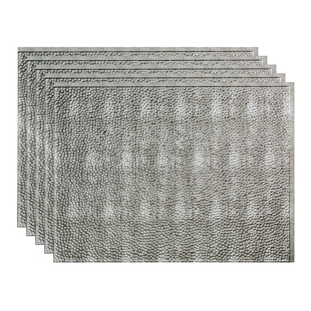 Fasade Hammered Vinyl 18in x 24in Backsplash Panel Crosshatch Silver 5 Pack