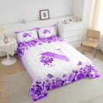 thumbnail image 4 of Erosebridal Ensemble de Couette Simple à Initiale Florale, Couette en Duvet à Fleurs et Papillons, Déco de Chambre pour Ados, Réversible, Léger, 2 Pcs, 4 of 8