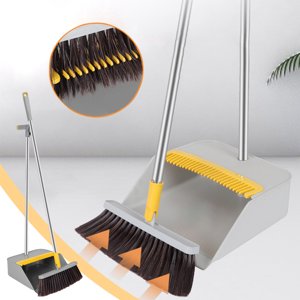 PEONAVET Broom and dustpan Brooms and Dustpan 2-in-1 Set Household Cleaning Supplies Stainless Steel Handle Brooms and Dustpan Combo Set for Home Office