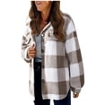 thumbnail image 4 of Timegard Womens Jacket Plus Size Plaid Stand Collar Button down Fleece Hooded Jacket Winter Fuzzy Warm Coat, 4 of 4