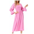 thumbnail image 1 of Robe Mi-Longue Unie pour Femmes avec Manches Bouffantes pour Battre la Robe, 1 of 5