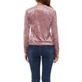 thumbnail image 3 of INSPIRE CHIC T-Shirts en Velours pour Femmes Col Rond Manches Longues Décontracté TP Rose, 3 of 7