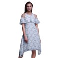 thumbnail image 1 of Bimba Robe à Volants Imprimée Florale Bleue pour Femmes Épaules Dénudées - Grande, 1 of 6