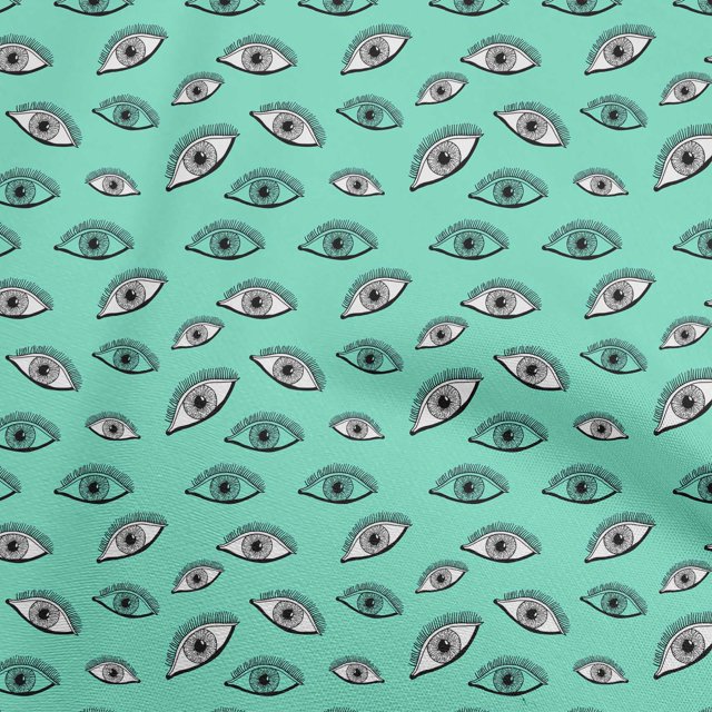 oneOone Velvet Sea Green Fabric Eye Print Craft Projects Decor Fabric Printed By The Yard 58 Inch Wide