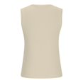 thumbnail image 4 of HOWPAY Camisoles pour Femmes Sans Manches Couleur Unie Basique Mignon T-Shirt Extensible Coupe Ajustée Confortable Col Rond Chandails Décontractés d'Été Camisole Beige TTG, 4 of 6