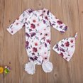 thumbnail image 4 of Xingqing 2PCS Newborn Infant Baby O-Neck Floral Cartoon Print Sleeping Pocket Round Hat, 4 of 7
