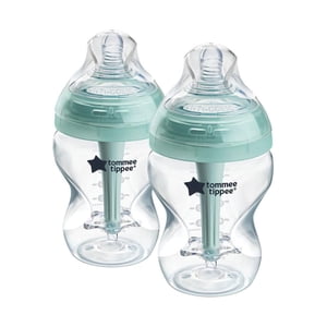 Tommee Tippee Baby Bottles, Advanced Anti-Colic Baby Bottle with Slow Flow Breast-Like Nipple, 2x9oz Bottles, 0m+, Self-Sterilizing