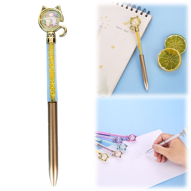 Meiiso Gold Cat-Design Ballpoint Pen - 2Ml Office Writing Tool with Clip, Large Inventory Clearance Flash Purchase