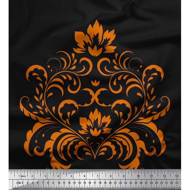Soimoi Tissu en Georgette de Polyester, Tissu Damassé Ogee, Imprimés au Mètre, 42 Pouces de Large