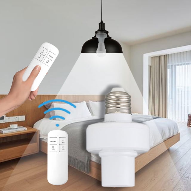 RKSTN lamp holder head Smart Remote Control E27 Screw Lamp, Wireless Remote Control Timing Controller Household Light Bulb Lamp On-off (E27 Screw + Remote Control)