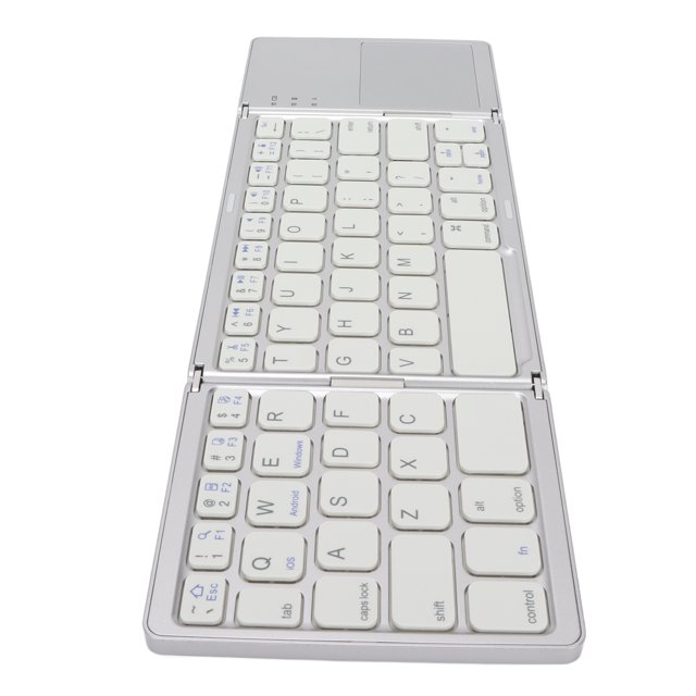 Foldable Keyboard, USB Charging 63 Keys Pocket Size 3 Folding Keyboard With Touchpad 10m Connection For Laptop Silver White