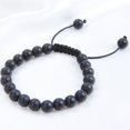 thumbnail image 3 of Natural Healing Power Gemstone Crystal Beads Unisex Adjustable Macrame Bracelets 8mm,Matte Onyx, 3 of 4