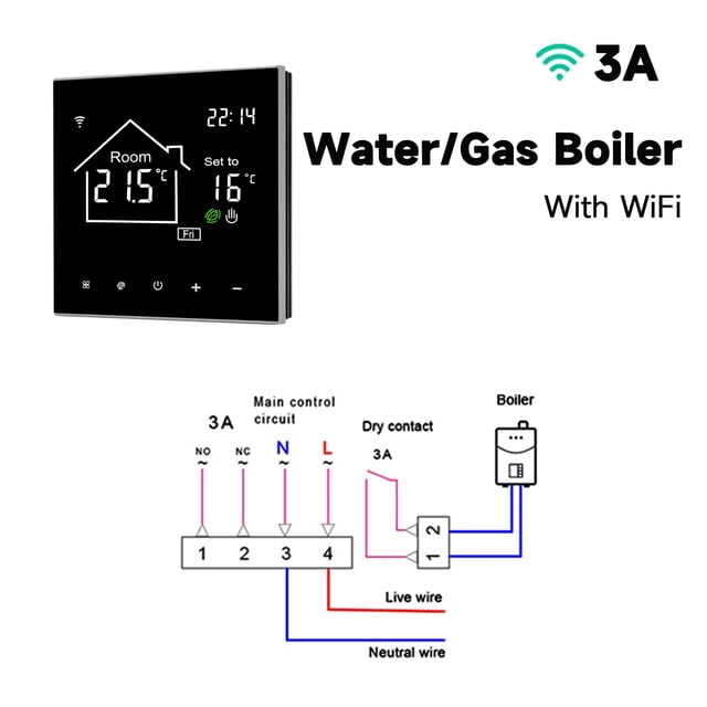 Tuya WiFi Smart Thermostat LCD Display Touch Screen For Electric Floor Heating Water/Gas Boiler Temperature Remote Controller Wireless ,Easy to Install