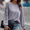 thumbnail image 4 of CHUANK Chemise Longue Cache-Ventre Fluide à Col Rond Unie à Manches Longues Hauts Grande Taille pour Femmes Chic Tunique Confortable à Porter avec des Leggings Bleu TTG, 4 of 5