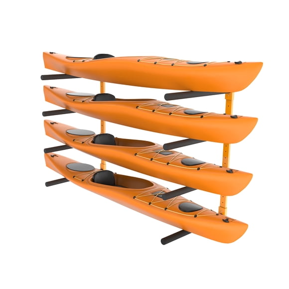 VEVOR Wall Kayak Storage Rack, 4-Capacity Wall Mounted Kayak Holders for Kayak Canoe Paddle Board, Kayak Storage Hooks with Adjustable Padded Arms, 400 LBS Load Kayak Hanger