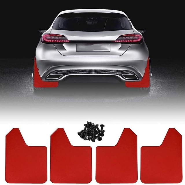 4×Red Universal Car Mud Flaps Mudguard Splash Guards Front&Rear Set Dirty Fender