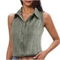thumbnail image 1 of Besolor Women's Summer Tank Tops Collared Sleeveless Button down Shirts Casual Loose Work Business Blouse, 1 of 6