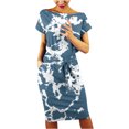 thumbnail image 2 of Robes d'Été pour Femmes 2023 Maxi Femmes Décontracté Col Rond Bretelles Manches Courtes Imprimé Floral Robe Ample avec Poches Robe d'Été Robe Western en Liquidation, 2 of 6