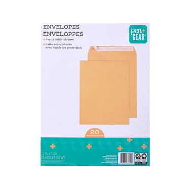 Pen + Gear 10"x13" Enveloppes à peler et coller marron
