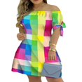 thumbnail image 3 of MesaSe Robe d'Été à Imprimé Floral pour Femmes, Robe Mini à Rayures à Épaules Dénudées, Robe Décontractée Ample avec Nœud, Mode Urbaine TTG, 3 of 3