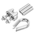 thumbnail image 1 of Unique Bargains 1/16' Wire Rope Kit, 24 Pack M2 Stainless Steel Thimbles Clamps Crimping Loop, 1 of 7