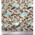 thumbnail image 1 of Soimoi Silk Fabric Geometric,Bird & Animals Patchwork Print Fabric by The Yard 42 Inch Wide, 1 of 3