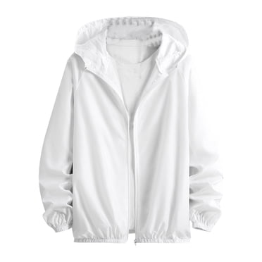 Styesk Jackets for Men Men's Summer Thin Style Breathable Ice Filament Sun Protection Clothing Outdoor Fitted Hooded Fishing Clothing Coat