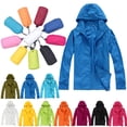 thumbnail image 3 of Fall Winter Jackets Coats Cardigan for Women, Solid Rain Jacket Outdoor Plus Size Hooded Windproof Loose Coat Water Proof Raglan Cuff Storage Bag White, 3 of 3