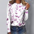 thumbnail image 2 of Pompotops T-Shirts à Col Rond Amples pour Femmes, Décontractés, à Imprimé, Blouse à Manches Longues, Liquidation, 2 of 4