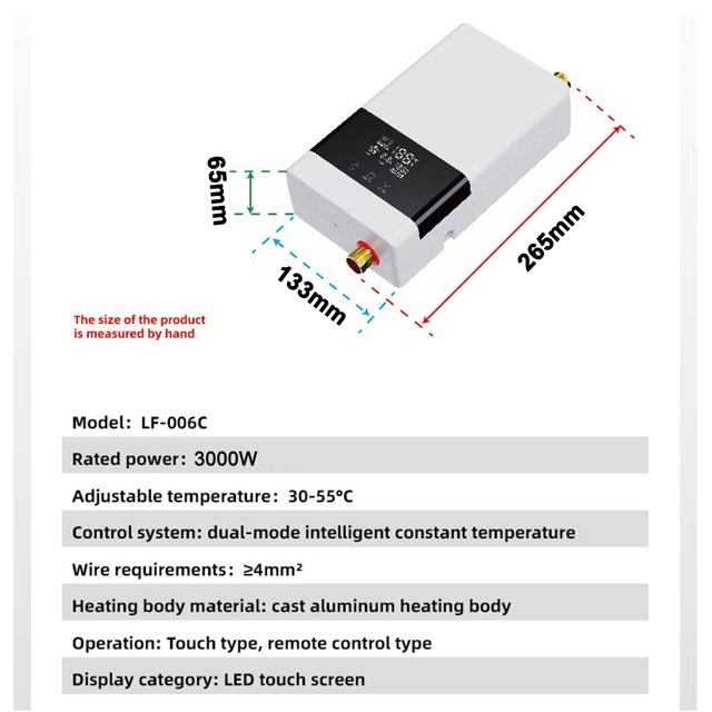 Electric water heater,Adjustment Wall-mounted With Wall-mounted With Led Display Temperature Adjustment Radirus Led Display Water Heater Adjustment Remote Kitchen Heater 3000w Tankless
