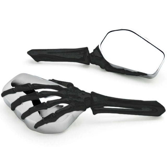 Krator Rétroviseurs de Moto Squelette Noir/chrome Compatibles avec Suzuki GSXR GSX-R Gixxer 1100