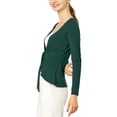 thumbnail image 4 of INSPIRE CHIC Women's Tie Front Long Sleeve Ruffled Hem Open Front Knit Cardigan S Green, 4 of 8