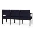 thumbnail image 5 of Lenox Steel Reception Waiting Room 3 Seats Chair / Black Steel / Navy Blue, 5 of 5