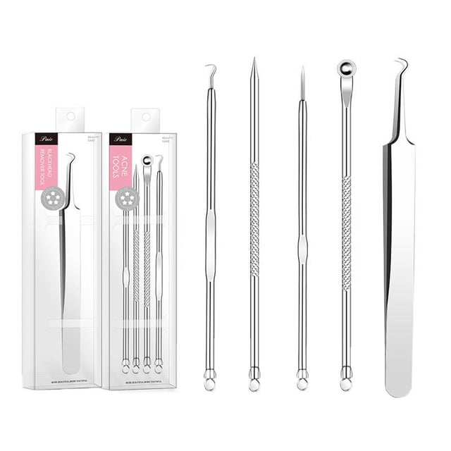 EGNMCR Closed Needle Set Cell Clamp Black Head Clamp Tweezers Squeezing Tool Acne Needle