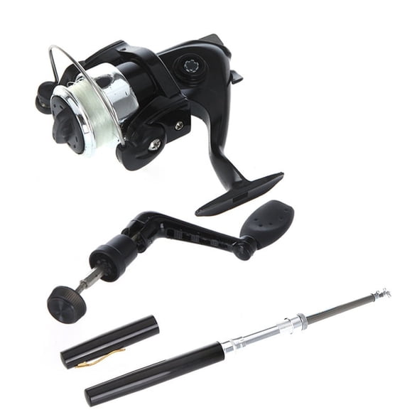 Riwcyla Stylo de Poche en Aluminium Canne à Pêche + Moulinet, Parfait pour l'Usage Quotidien, les Activités de Plein Air, les Voyages et les occasions Décontractées Fabriqué avec des Matériaux de Haute Qualité, Conception Confortable et Durabilité Longue Durée