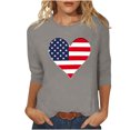 thumbnail image 3 of Jinhomg Chemises d'Été pour Femmes 2025 T-Shirts à Manches 3/4 du 4 Juillet Décontractés à Col Rond Tuniques Graphiques avec Drapeau Américain Hauts Tenues de Parade de Vacances de Rue Gris m, 3 of 5
