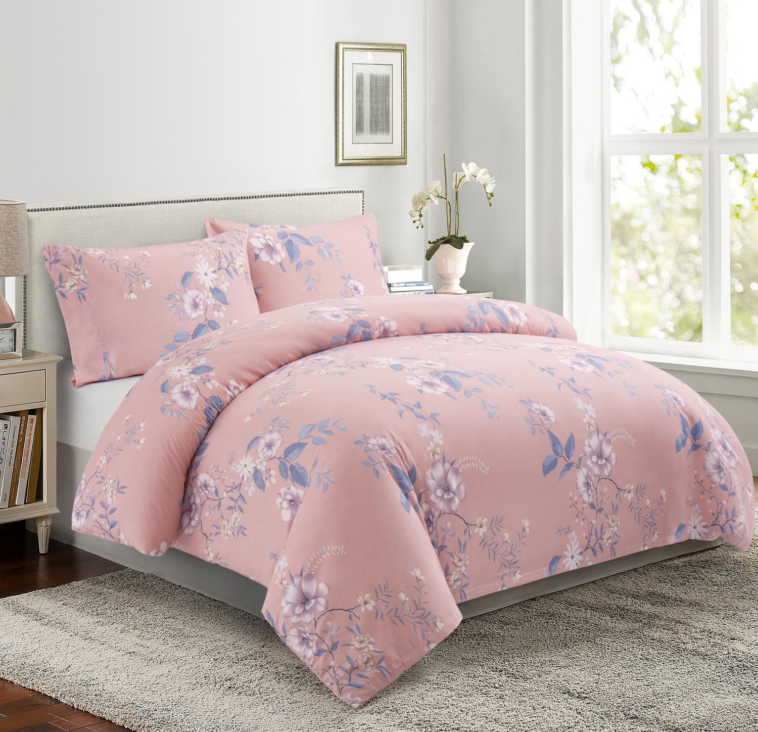Ensemble de literie Marina Décoration ultra douce, soyeuse et riche en rayonne de bambou imprimée, toutes saisons, housse de couette, drap-housse, avec fermeture éclair et lien d'angle