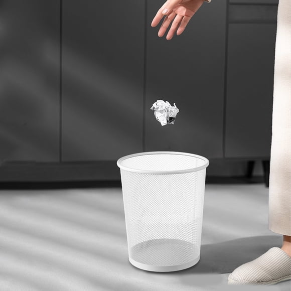 Leutsin Round Waste Basket,Wire Mesh Desk Metal Trash Garbage Can, Wastebasket Recycling Trash Bins ,Garbage Container for Bathroom Bedroom Office Kitchen Small Space Living Trash Bin