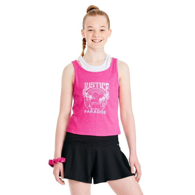 Justice Girls' Layered Rib Tank Top
