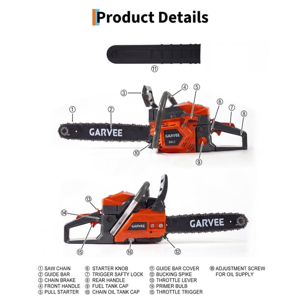 yuya0049　AW 52°S  &  58°R AKDSteel 52cc/58cc Gas Chainsaw with 20