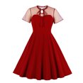 thumbnail image 2 of PVCS Robe de Fête Gothique pour Femmes d'Halloween à Manches Courtes, Couleur Unie, Punk Vintage, 2 of 4