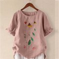 thumbnail image 2 of CHUANK Chemises pour Femmes Dames Liquidation T-Shirts d'Été Décontractés pour Femmes Col Rond Manches Courtes Imprimé Floral Chemise Ample Hauts, 2 of 6
