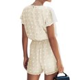 thumbnail image 3 of Femmes Crochet Points Surplice V Cou Manches Courtes Trou de Serrure Dos Uni Romper, 3 of 5