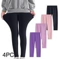 thumbnail image 1 of YUNAFFT Girls Stretchy Soft Leggings 3-12Y 4-Pack Lycra Spandex Pure Color Breathable Base Layer Pants, 1 of 9