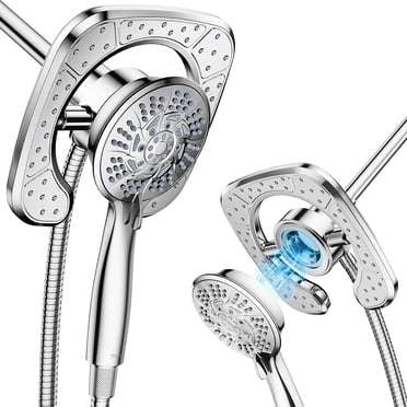 KINGTACK Pomme de Douche Haute Pression, Pomme de Douche Pluie 2 en 1 de 7,2 Po et Douches à Main avec Système d'Amarrage Magnétique, Pomme de Douche à Main à 10 Réglages avec Tuyau en Acier Inoxydable Rotatif de 59 Pouces